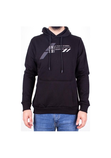 Twister 1910 Siyah Kapüşonlu Erkek Sweatshirt Siyah