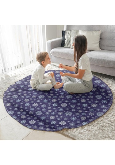 Noel Desenli 47 İnç Yuvarlak Flanel Battaniye, Yetişkin Ve Çocuk İçin, Yumuşak, Rahat Ve Hafif Noel Kar Yağmuru Karanlık