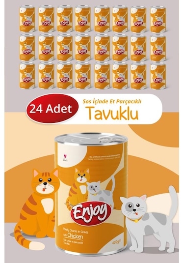 Enjoy Tavuklu Kedi Konservesi Sos İçinde Et Parçacıklı 400 Gr X24