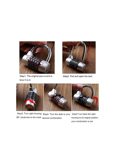 Xindoker 7mm Zinc Alloy 5 Harfli Kilit - Kapı Ve Dolap İçin Kırmızı, Siyah, Gümüş, Mavi Renk Seçenekleri 2 Adet