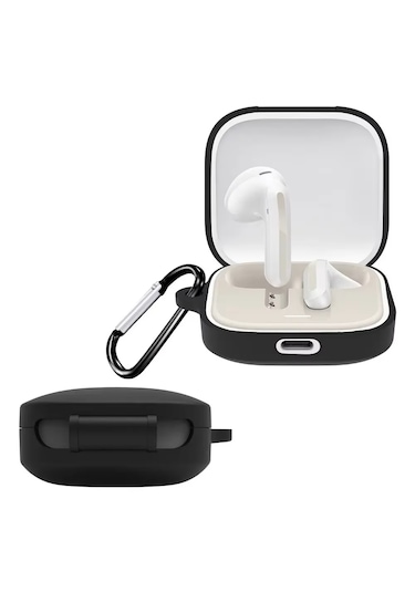Xiaomi Redmi Buds 6 Active Uyumlu Silikon Kılıf+kanca Siyah