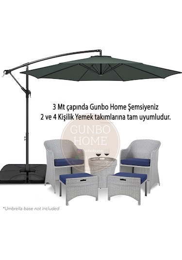 Gunbo Home 3 Mt 8 Kaburga Full Demir 21 Kg Antrasitbahçe Şemsiyes