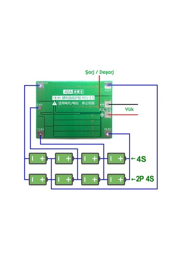 4S 40A Bms 18650 16 8V Lityum Pil Şarj Modülü Balans Versiyon