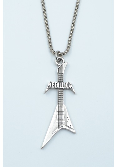Metallica Elektro Gitar Örme Zincir Kolye Altın