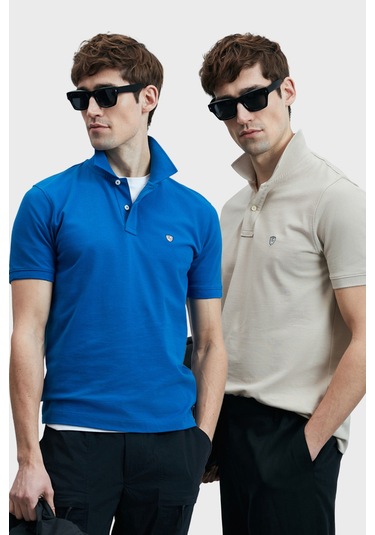 Lufian Erkek T Shirt 111040206s2 Saks-ekru Ekru - Saks