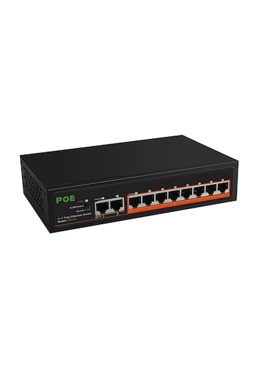 Jzcat 8 Port 100 MBPS Poe + 2 Port 100 MBPS Yönetilmeyen Anahtar Poe Switch Hub