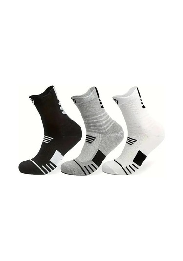 Monyee Erkekler İçin 12 Çift Spor Çorap - Basketbol & Koşu İçin Kalın Pedli, Nane Desenli, Teri Emici Ve Konforlu Orta Boy Diğer