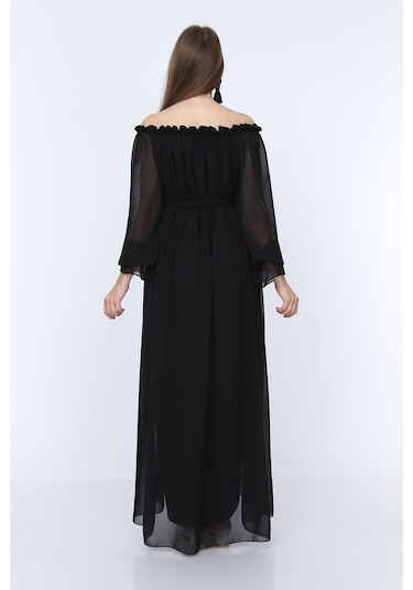 Modalabio Moda Labio-Babyshower Dökümlü Hamile Elbisesi Siyah