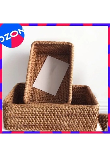 Qingmipy El Örgüsü Vintage Sepet - 20x14 Cm - Çay, Kuruyemiş Ve Takılar İçin Şık Depolama Kahverengi