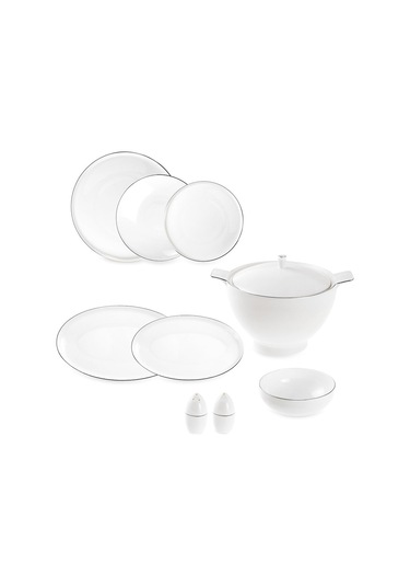 Jumbo Bianca Platin 57 Parça 12 Kişilik Yemek Takımı Beyaz Gümüş