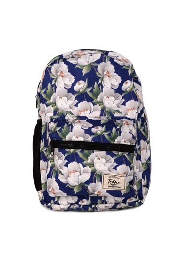 Icone Mavi Çiçek Baskılı Sırt Çantası mavi