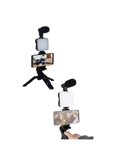 Video Making Kit Telefon Tutucu Vlog Video Mini Led Işıklı