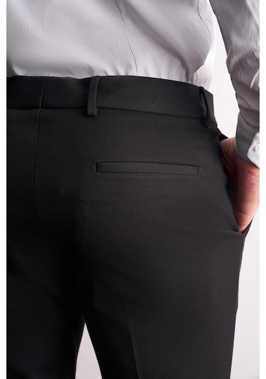 Siyah Yan Cep Açık Paça Esnek Slim Fit Classic Casual Pantolon 1003255153 Siyah