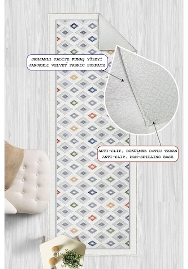Dijital Baskılı Dekoratif Kaymaz Taban Yıkanabilir Kilim Yolluk Antre Hol Halısı Salon Halısı Çok Renkli