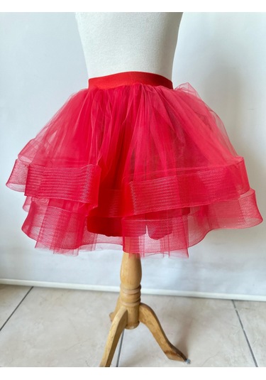 Gala Katkatlı Kız Çocuk Tütülü Etek Kırmızı