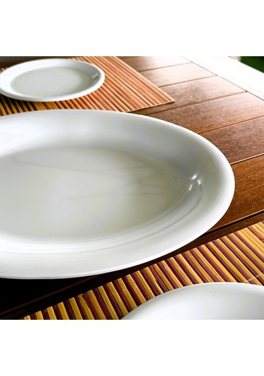 Alezy 630 Göreme Melamin Termostar Arya Kayık Tabak 39,5 Cm Beyaz