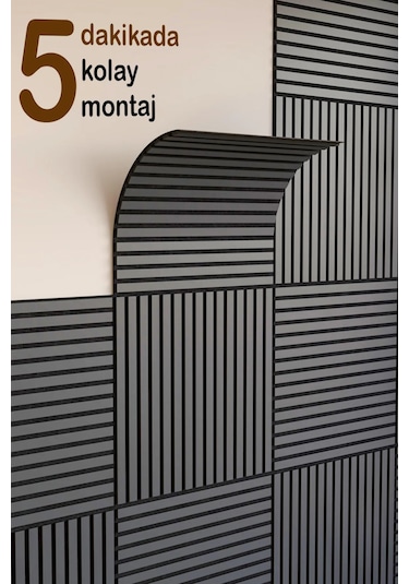 Winflex Mini Eko Akustik Ahşap Panel Antrasit Gri - 60x60cm