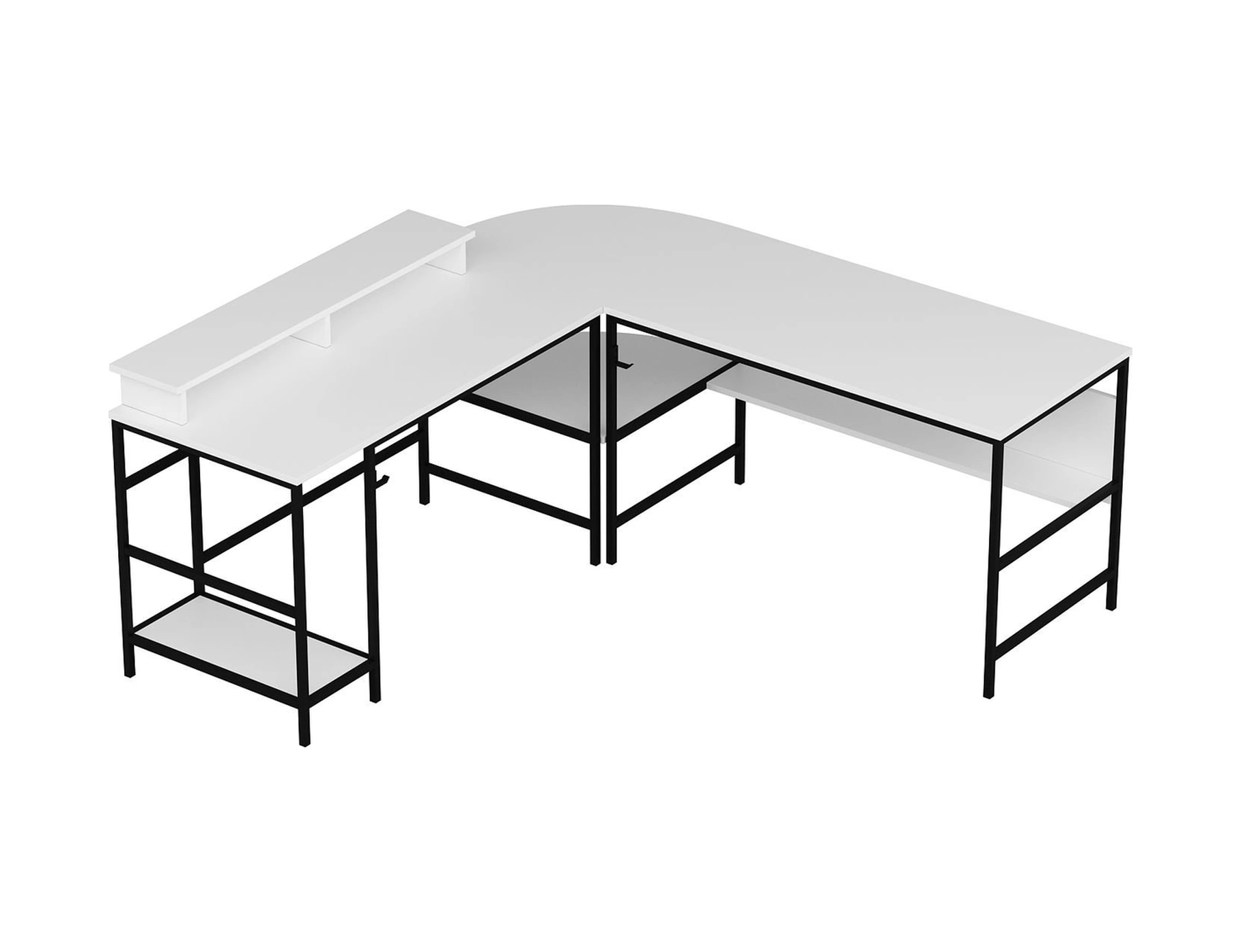 Minar Greta Rgb Led Işıklı L Köşe Çalışma Masası - Beyaz Beyaz