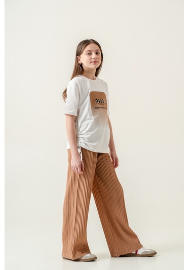 Kız Çocuk Mıu Taşlı İkili Dokuma Takım G-7276 Vizon