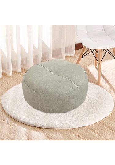 Homyl Yuvarlak Yer Minderi Dekoratif Meditasyon Oturma Açık Gri