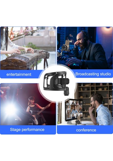 Ranyeek Plastik Mikrofon Şok Montajı - 180 Derece Açı Ayarlı, 5/8 Ve 3/8 Arayüzlü, En Fazla 73mm Çaplı Mikrofonlar İçin