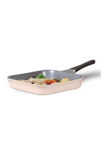 Neoflam Seramik 28 Cm Grill Tava Krem siyah