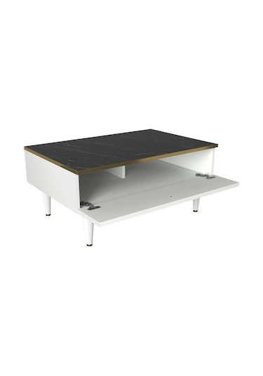Dekorister Exclusive Ravenna Orta Sehpa Beyaz-Mermer