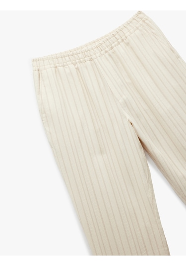 Koton Regular Fit Cep Detaylı Pamuklu Beli Lastikli Pantolon Bej 5sam40166hw Ekru