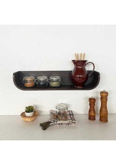 Dekoratif Ahşap Tasarım Duvar Rafı Ceviz