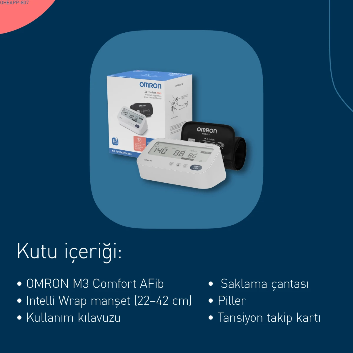 M3 Comfort Afib Hem-7196-fle Üst Koldan Ölçer Tansiyon Aleti