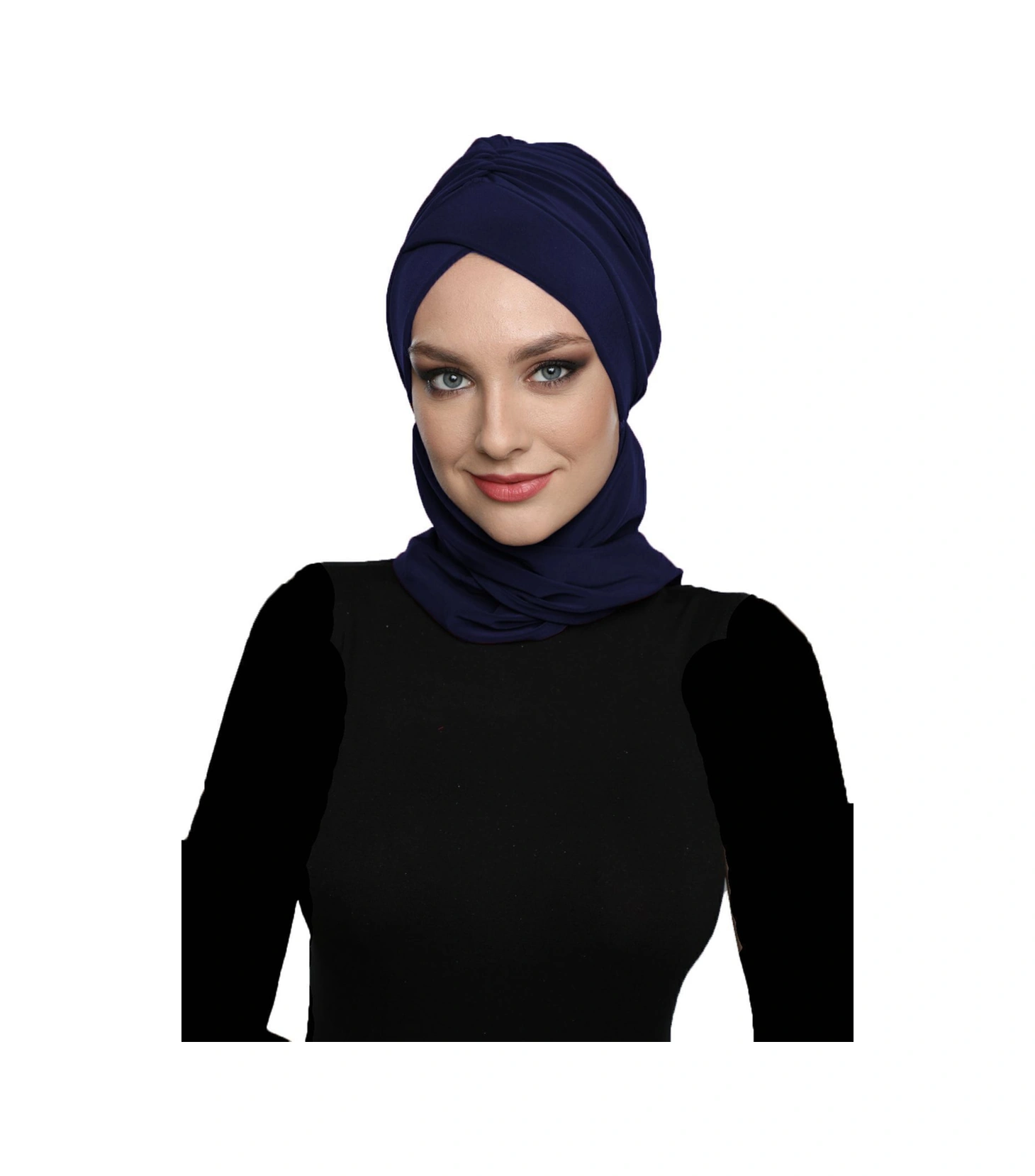 Kardelen Atkılı Astarlı Lacivert Hazır Türban Tesettür Havuz Ve Dış Bone Lacivert