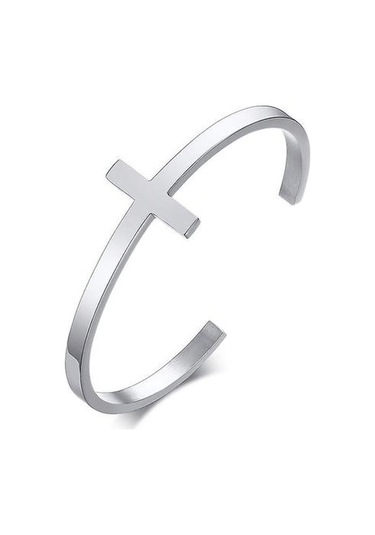 Çapraz Manşet Bilezik, Paslanmaz Çelik Açık Manşet-bileklik Gümüş Altın - Bej