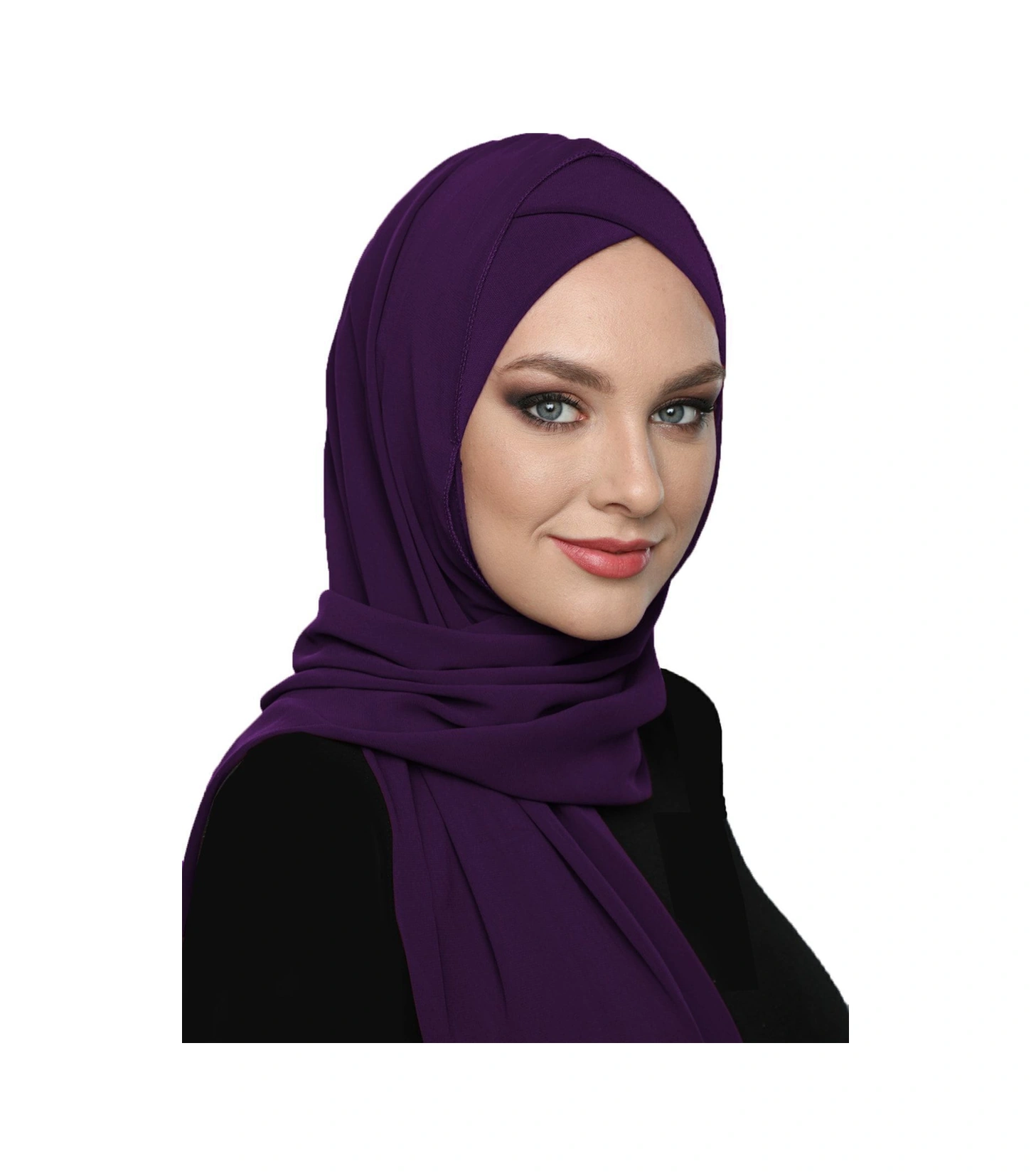 Şallı Takmatik Sade Mor Hazır Türban Tesettür Bone Namaz Örtüsü Mor