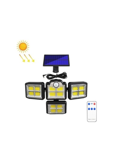 Bahçe Aydınlatma Tg-ty085 Uzaktan Kumandalı Vücut Algılamalı Güneş Enerjili 4 Kafalı Dö Duvar Lambası Dış Bahçe Ayd. 52785571