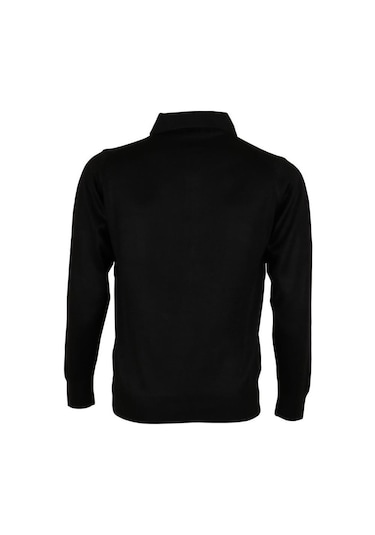Erkek Siyah Kazak Polo Yaka Yünlü Klasik Normal Kesim Rar00645