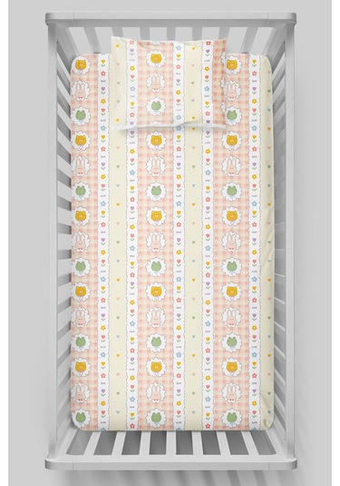Organik Bebek Boy Lastikli Çarşaf Seti 80x140 - Şirin Kahramanlar
