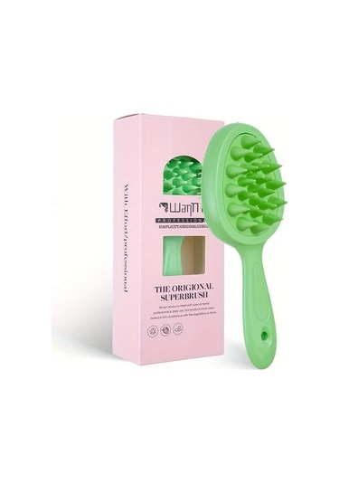 Elmpaly Yeşil Kutu Kutusu Wanmeı Çift Taraflı Saç Yıkama Fırçası Uzun Saplı Saç Derisi Masaj Fırçası Yumuşak Kıllar