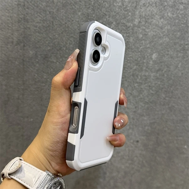 Elmpaly İphone 17 Pro Lüks Zırh Çift Katmanlı Korumalı Sert Plastik Kılıf