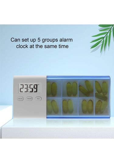 Vkemall Mavi Taşınabilir Akıllı İlaç Kutusu - Zamanlayıcı Ve Alarmlı İlaç Hatırlatıcı Cihazı