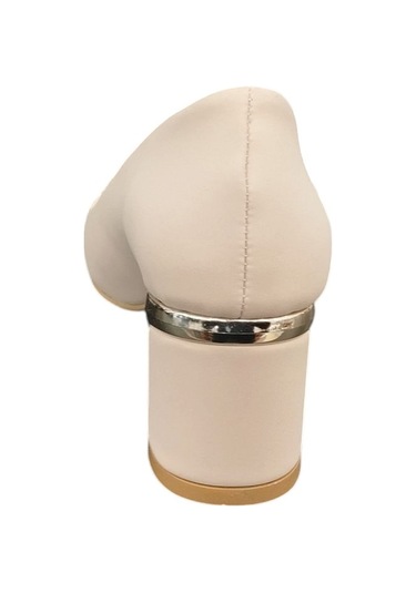 Ventes 222522z Küt Burun Taş Toka Detaylı 6 Cm Kalın Topuklu Kadın Şık Topuklu Ayakkabı Ten