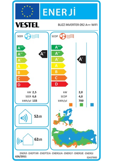 Vestel BUZZ 092 9000 BTU Duvar Tipi Inverter Klima