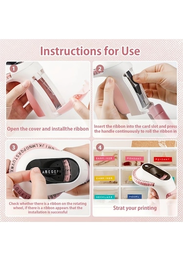 Willowhaven Pembe 6 Şerit Kabartma Etiket Yapıcı Makinesi 3d Taşınabilir Ev Ofis Organizasyon