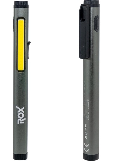 Rox 0231 Alüminyum Kalem Tip Mıknatıslı Şarjlı Fener 400 Lümen Siyah