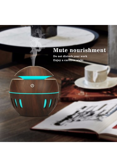 Ahşap Tahıl Usb Delikli Nemlendirici Yedi Renkli Aromaterapi Lambası Uzaktan Kumanda İle Otomatik Alkol Püskürtücü Pembe