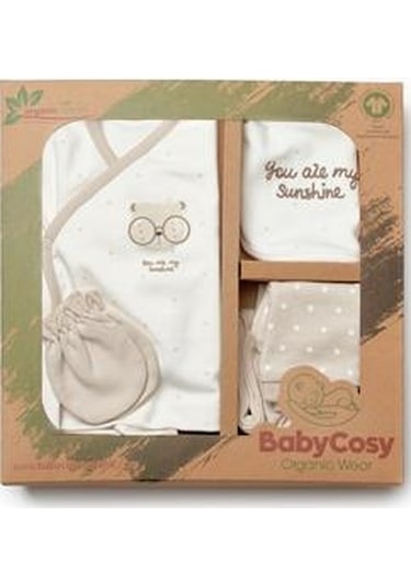 Bebek 5'li Hastane Çıkışı %100 Organic Pamuk Yenidoğan Serisi - Csy8126 Ekru