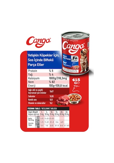 Cango Yaş Yetişkin Köpek Maması Etli 415gr 36lı
