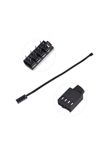 Kangvka Bilgisayar Fanları İçin 4 Portlu Pwm Hub - 3/4 Pin Uyumlu, Hız Kontrolü, Ana Kart Arayüzünü Genişletir Siyah