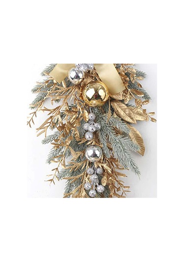 Gajeena Altın Renkli 55cm Yarıçaplı Noel Çiteleri, Kış Festivalleri İçin Kapı/pencere Dekorasyon Aksesuarı 188g Ağırlık