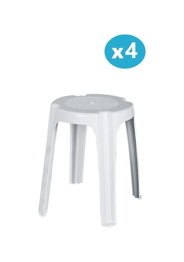 Omnipazar Sy-4640 Plastik Tabure Büyük Boy 4'lü Set Beyaz