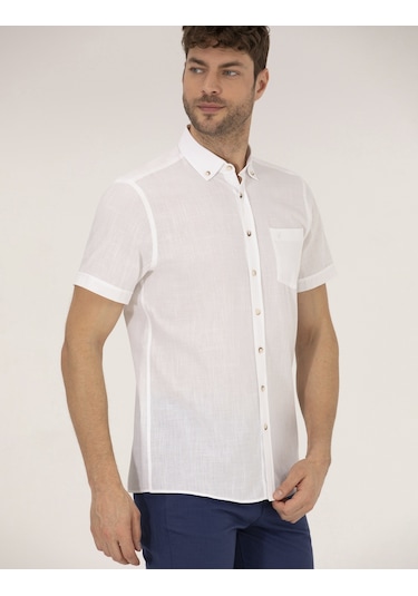 Pierre Cardin Erkek Beyaz Kısa Kollu Gömlek 50268184-vr013 Beyaz